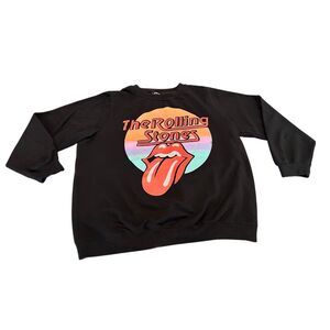 The Rolling Stones Women's Graphic Crew Neck Pullover Sweatshirt Black Size XXL